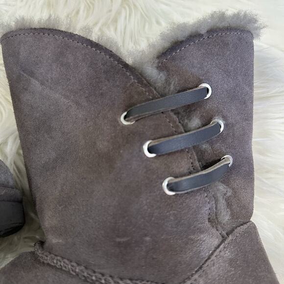 UGG Womens Constantine Boots Size 7 Gray Lace Up Detail Fur Lined - Picture 6 of 9